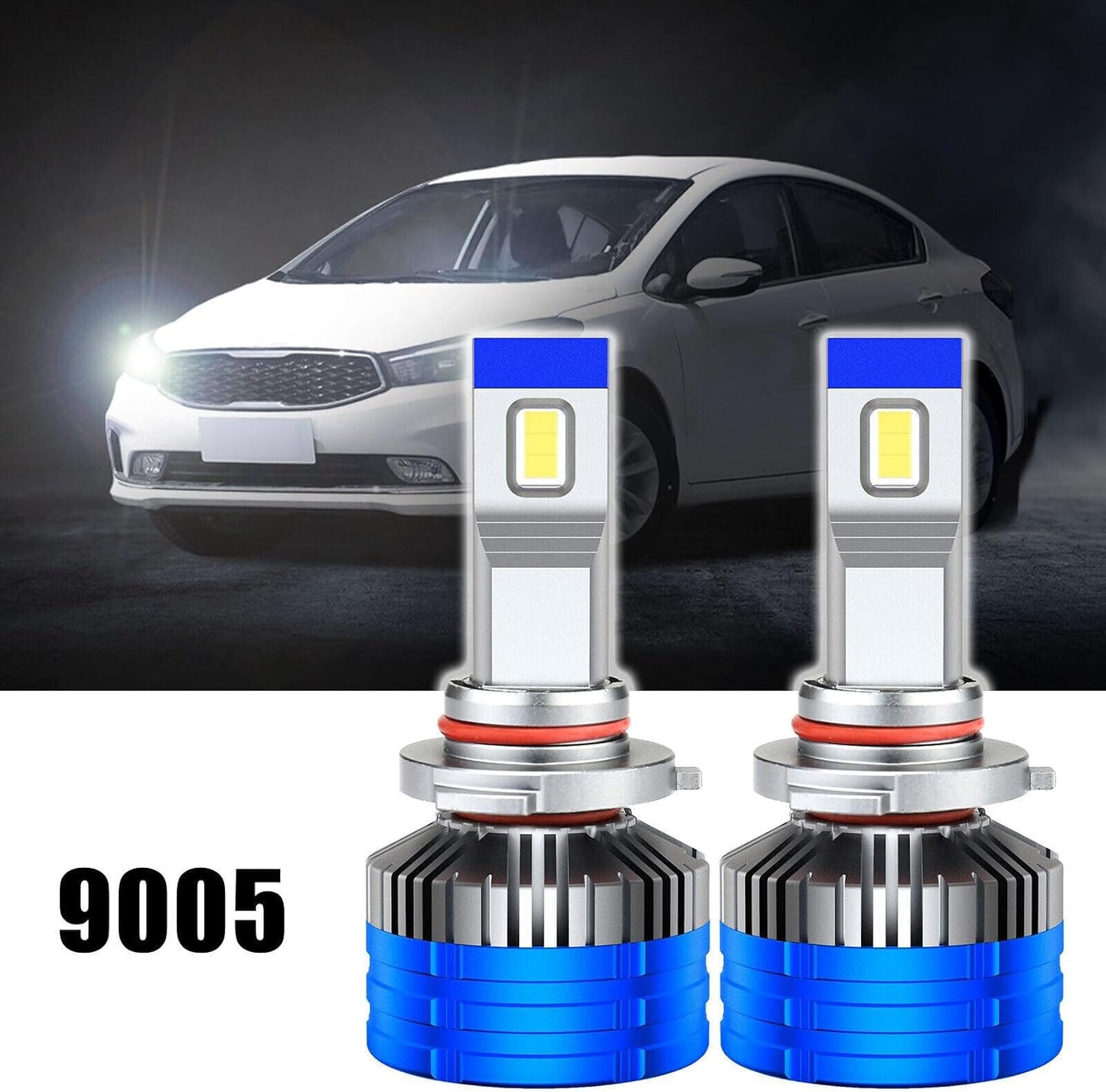 ya 4 8.8 2Pcs 9005 LED Headlight Kit Bulbs 6000K Driving Light Fog Lights Bright Car