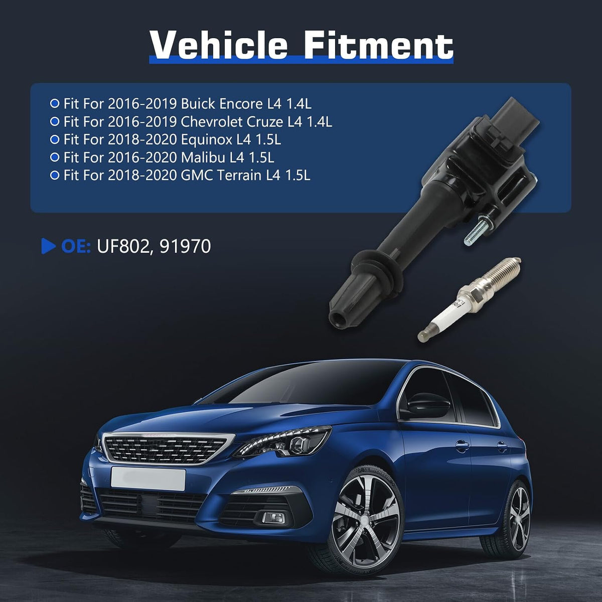 ya 9 10.24 4X Ignition Coils & Iridium Spark Plugs for Chevy for Cruze Malibu 1.4L 1.5L UF802