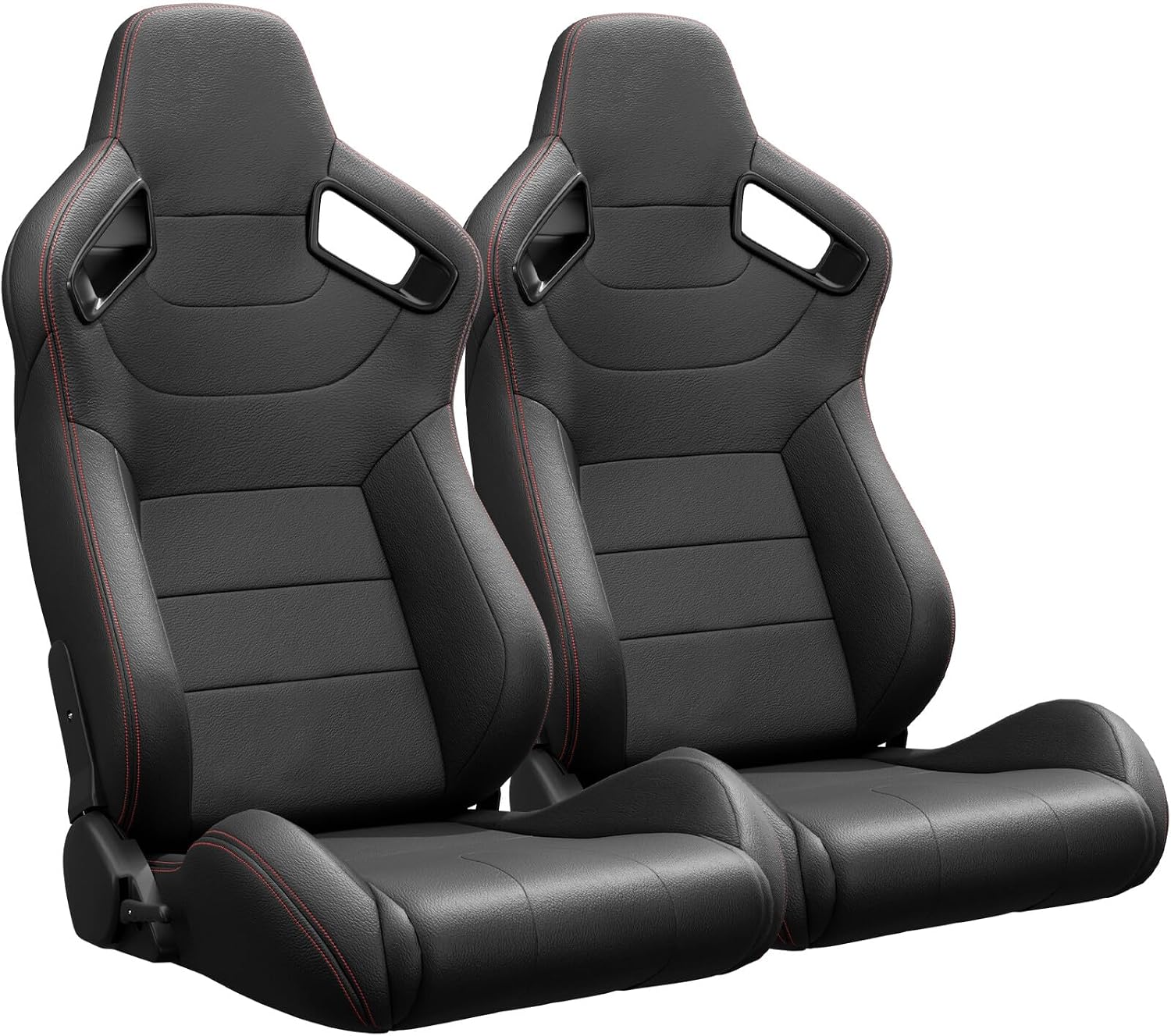 ya 5 8.24 baidi 2PC Universal Black Bucket Racing for SEATs PVC Leather Reclinable w/Adjustor Slider