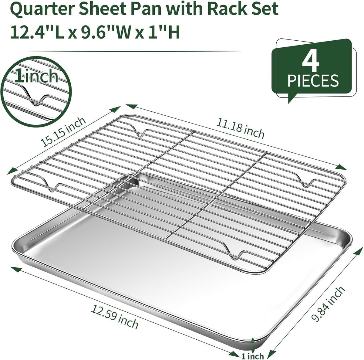 ya 26 10.21 baidi Baking tray and lugga rack set dimensions: 12 x 10 x 1 inch -