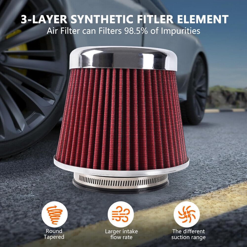 ya 13 9.15 baidi Red High Flow Per for MAN ce Cold Air Intake Air Filter 3/3.5/4 Inlet 5 Tall