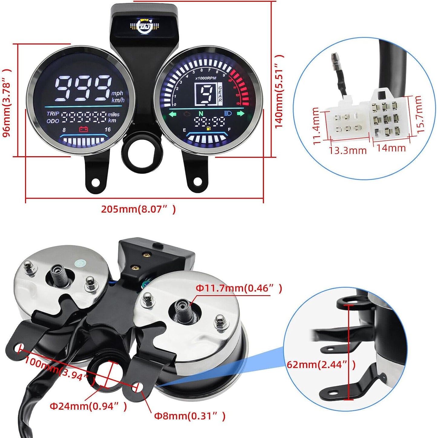 ya 4 8.24 baidi Motorcycle tachometer for Suzuki GN 125 digital instrument cluster speedome