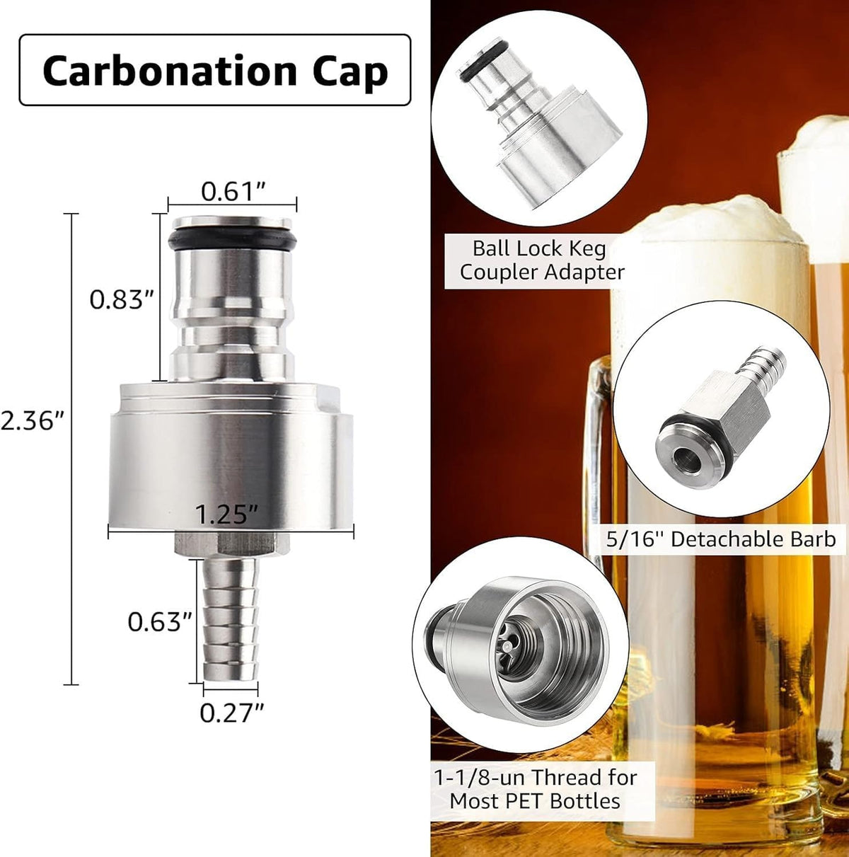 ya 14 9.20 baidi 5.5ft 5/16mm Gas Hose with Soda Bottle, Stainless Steel, Home Brewing --1
