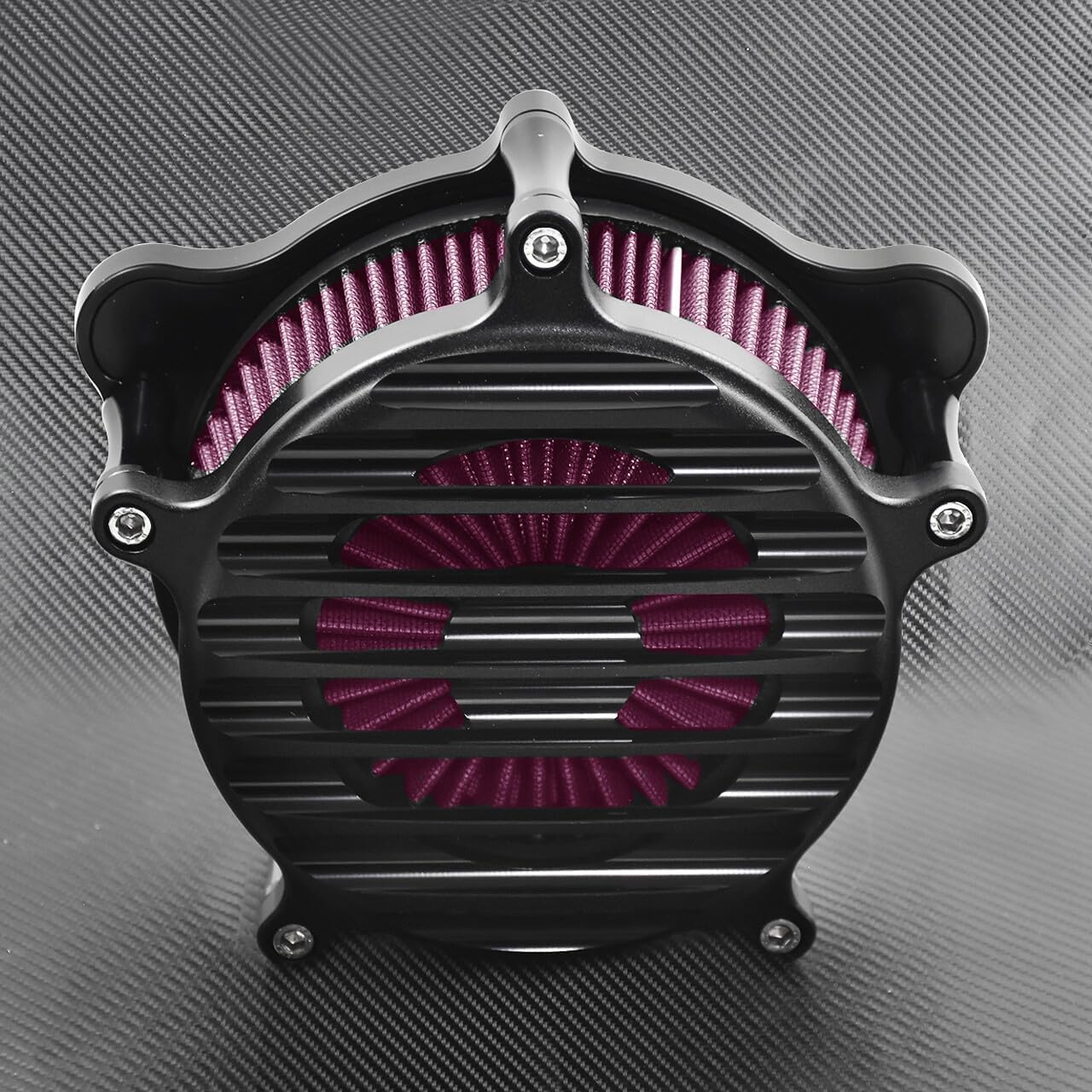 ya 5 8.10 Chrome Stripe Air Cleaner Red Air Filter Fit for Harley Dyna 00-17 Touring 00-07
