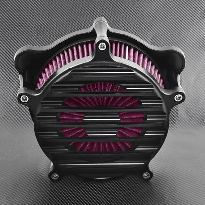 ya 5 8.10 Chrome Stripe Air Cleaner Red Air Filter Fit for Harley Dyna 00-17 Touring 00-07