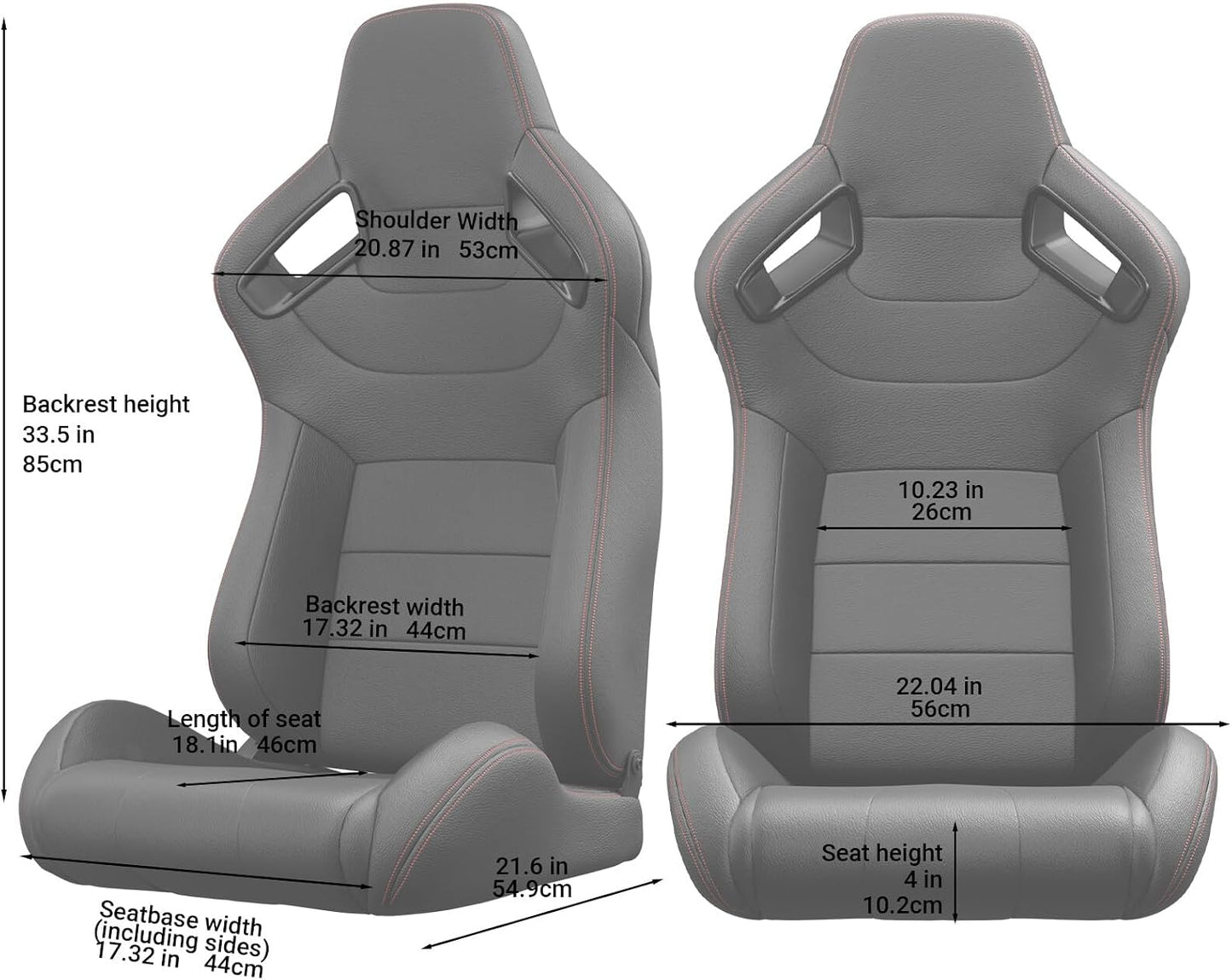 ya 5 8.24 baidi 2PC Universal Black Bucket Racing for SEATs PVC Leather Reclinable w/Adjustor Slider