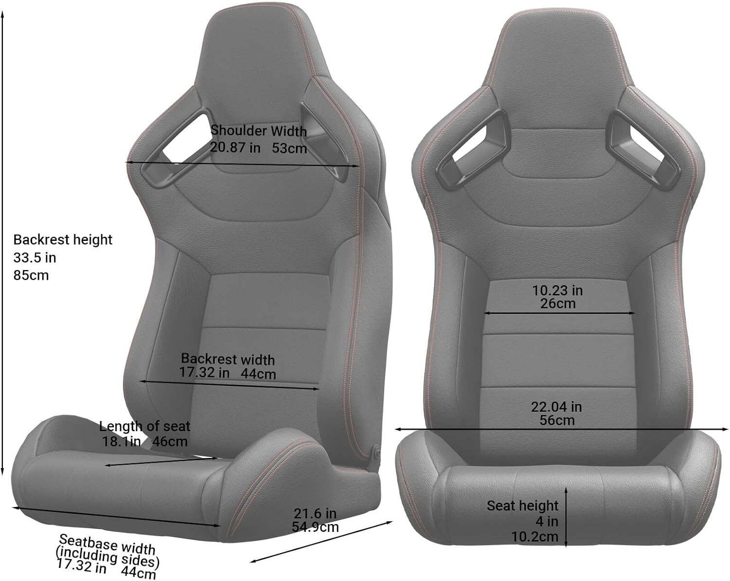ya 5 8.24 baidi 2PC Universal Black Bucket Racing for SEATs PVC Leather Reclinable w/Adjustor Slider