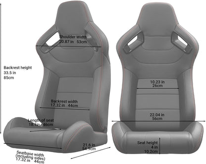 ya 5 8.24 baidi 2PC Universal Black Bucket Racing for SEATs PVC Leather Reclinable w/Adjustor Slider