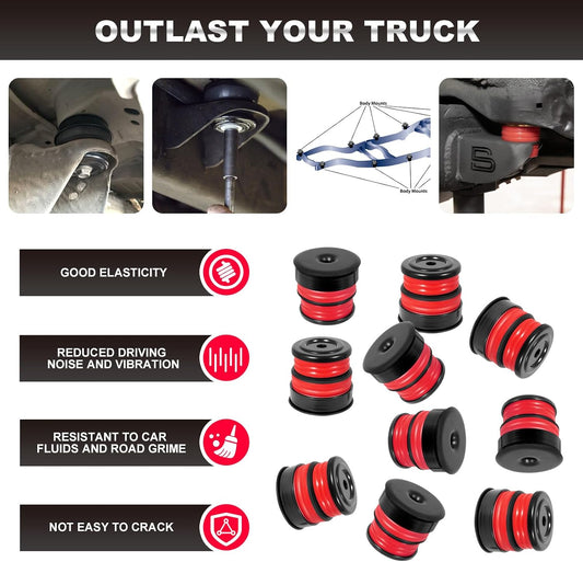 ya 2 8.15 Silicone Body Mount Bushing Kit for 08-16 for Ford Super Duty Crew Cab F-250 F-350