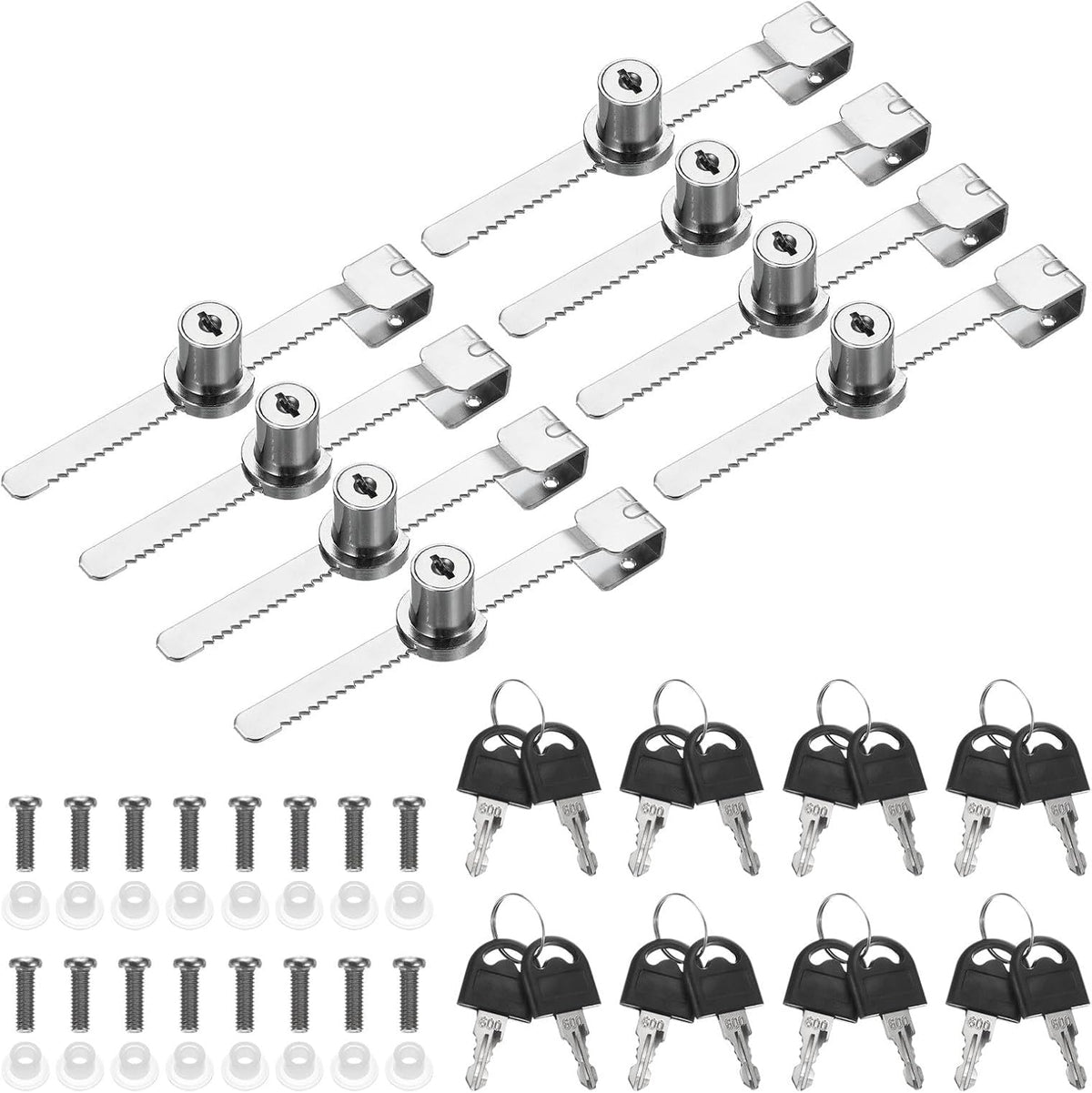 ya 26 10.21 baidi Sliding Glass Door Lock, 8 Pcs Keyed Alike Showcase Lock No Drill, Silver Tone