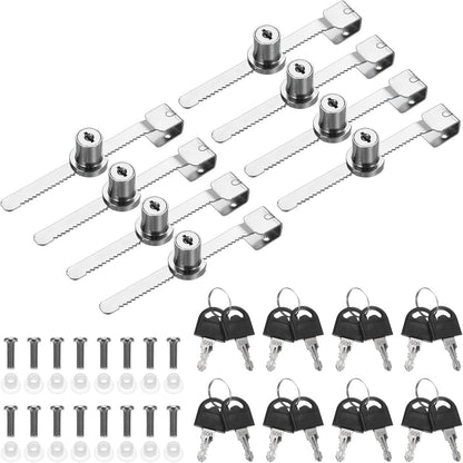 ya 26 10.21 baidi Sliding Glass Door Lock, 8 Pcs Keyed Alike Showcase Lock No Drill, Silver Tone