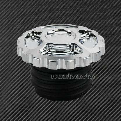 ya 9 10.24 Vented Gas Cap Fuel Tank Right-hand Thread Chrome Aluminum Fit for Harley Dyna