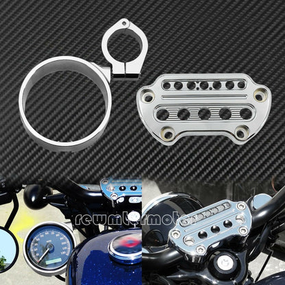 ya 4 8.24 baidi Chrome Front Indicator Handlebar Clamp Cover +Speedometer Bracket Fit for Harley