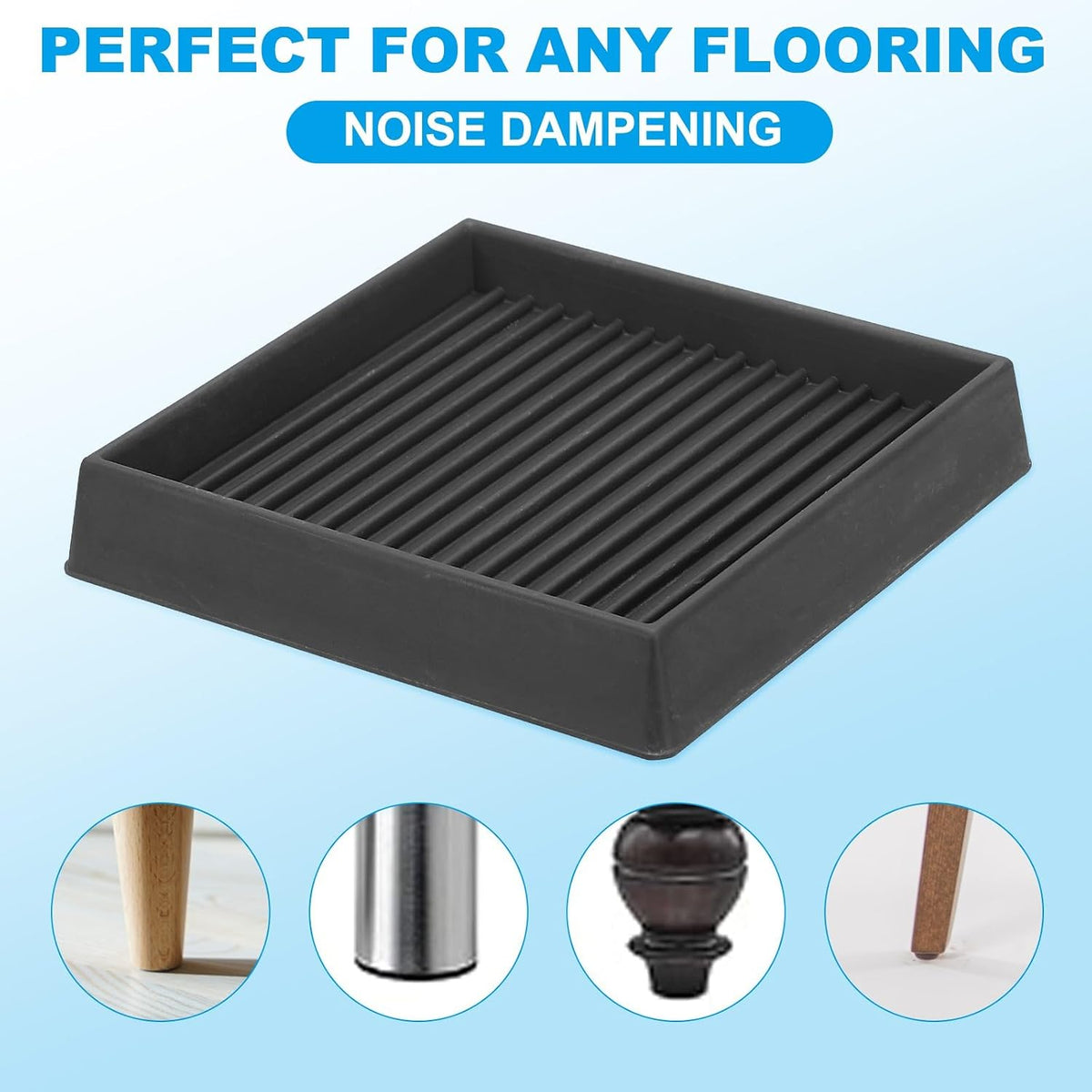ya 26 10.21 baidi 4 Pack Square Rubber Furniture Pads 3x3 for Furniture Feet, Black