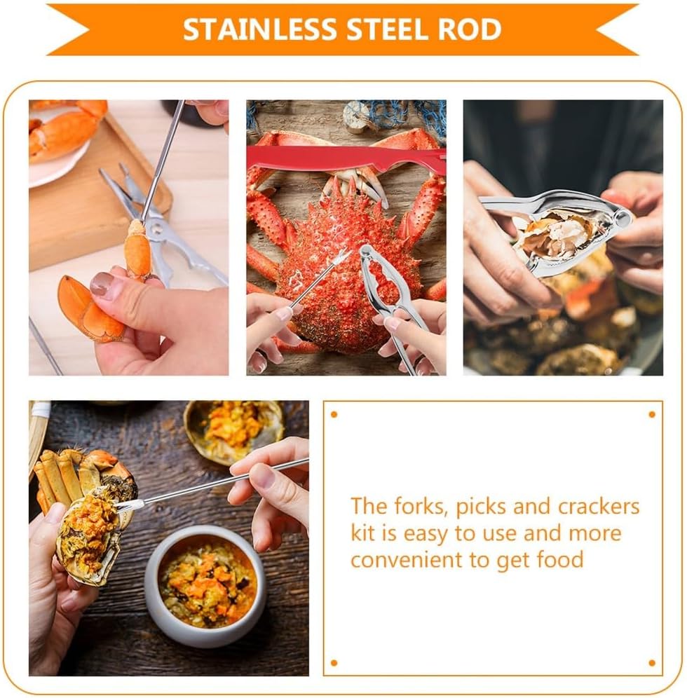 ya 14 9.20 baidi 12 PCS Multi-function Needle for Mini Seafood Forks Shrimp Picks Travel Nut Lobster-1
