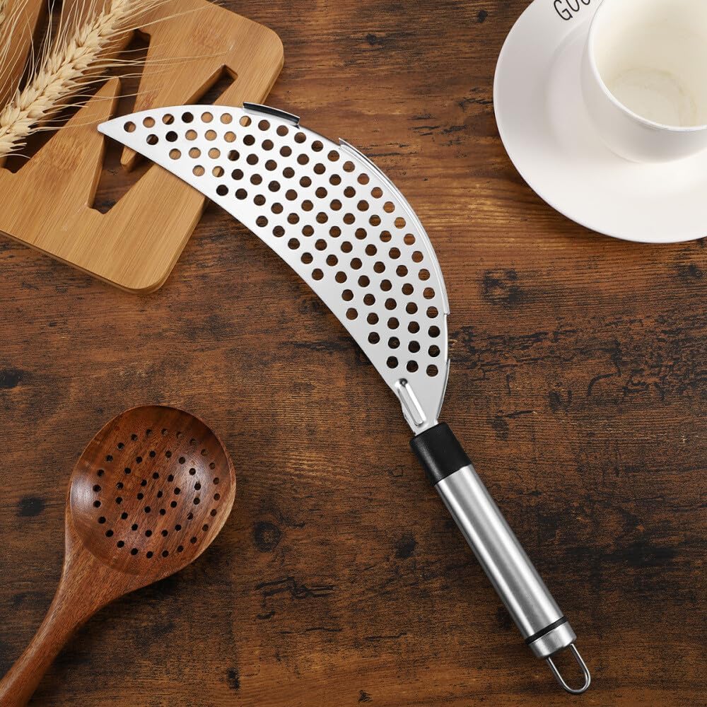 ya 14 9.20 baidi ONZON Stainless Steel Crescent Strainer Spaghetti Pasta Fry Drainer-1