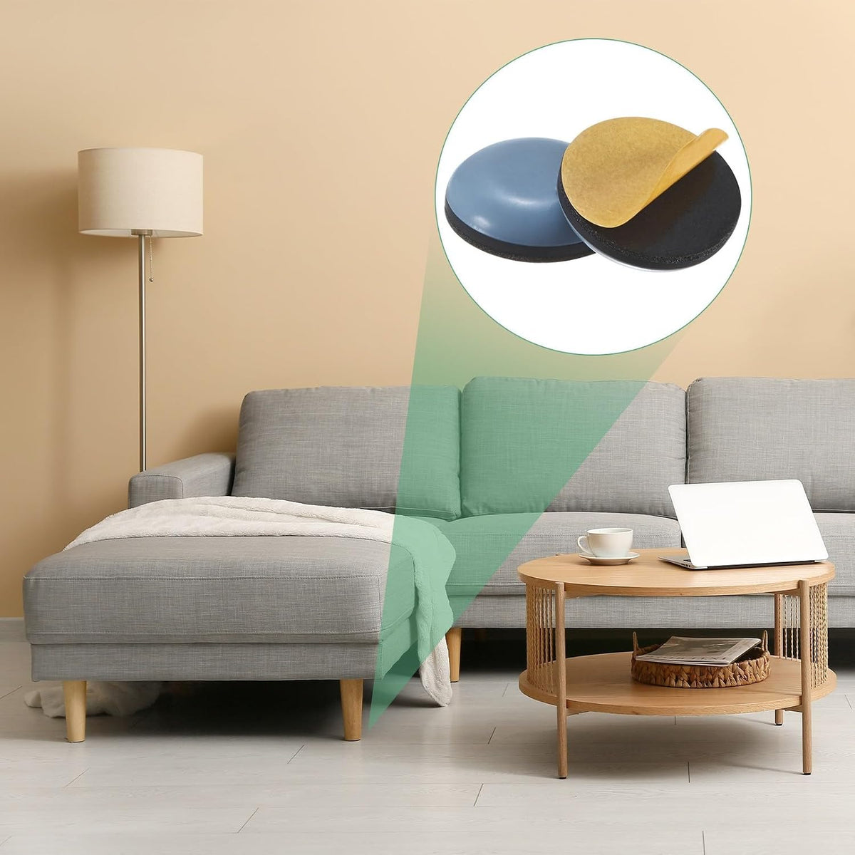 ya 26 10.21 baidi 20-Pack Furniture Sliders, 0.86 Diameter PTFE Self-Adhesive Glides [Grey]-2