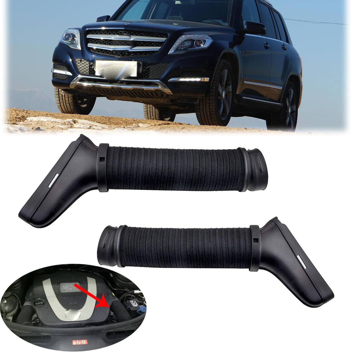 ya 10 9.16 baidi Left+Right Side Air Intake Duct Hose Set For 2010 2011 2012 for Mercedes-benz GLK350