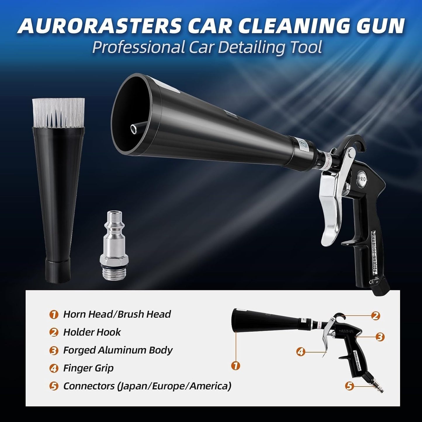 ya 5 8.10 Tornado Car Cleaning Gun Vortex Air Blow Quickly Remove Gun Surface Dirt & Dust