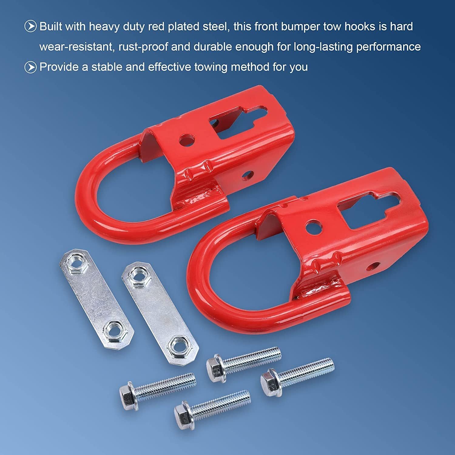 ya 5 8.24 baidi 2-Pack Red Towing Hook FL3Z17N808A with Hardware Front for 2009-2019 for Ford F-150