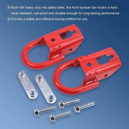 ya 5 8.24 baidi 2-Pack Red Towing Hook FL3Z17N808A with Hardware Front for 2009-2019 for Ford F-150