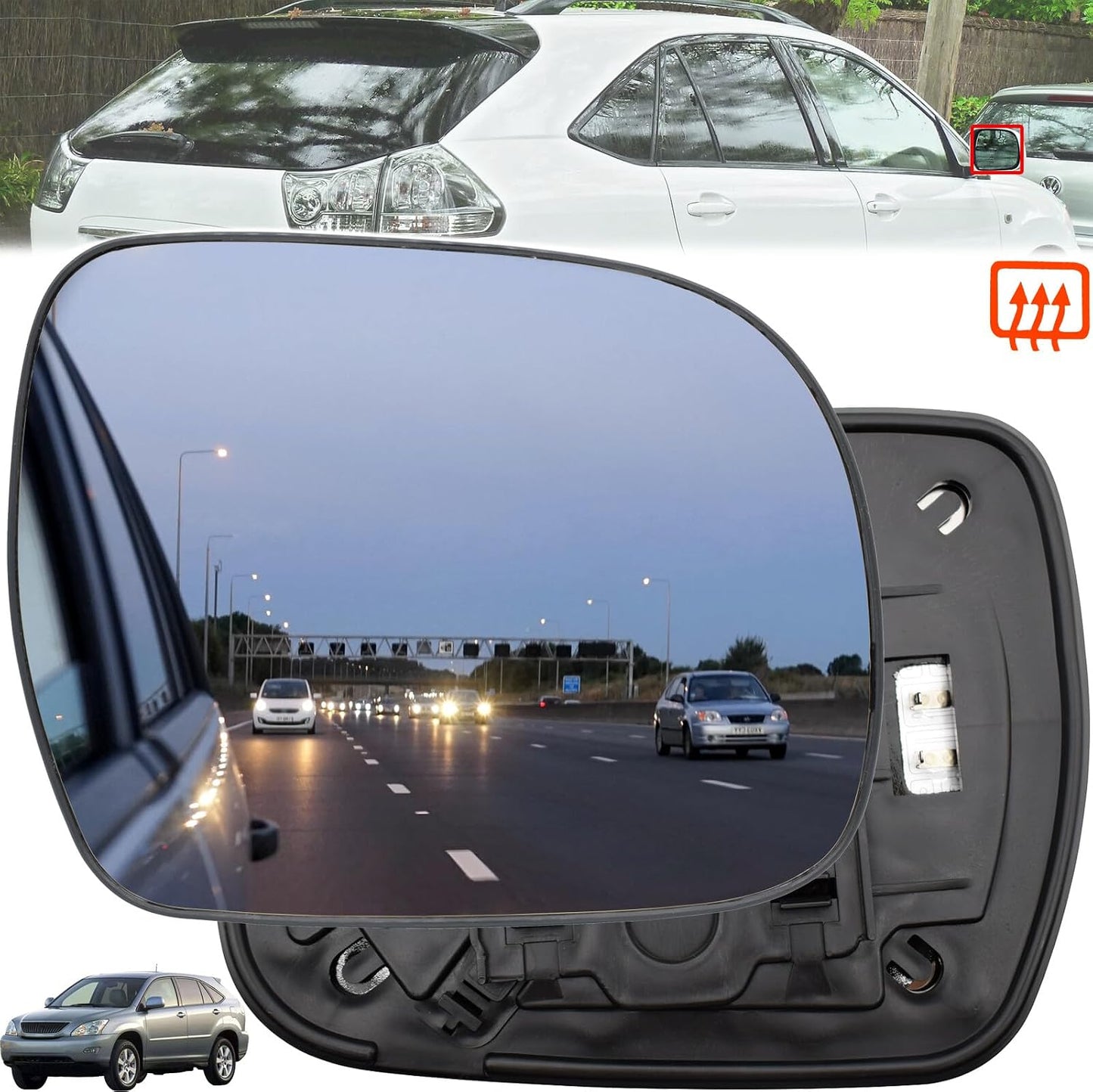 ya 2 8.15 for Lexus RX300 RX330 RX350 RX400H 2003-2008 Right Side Wing Mirror Glass Heated