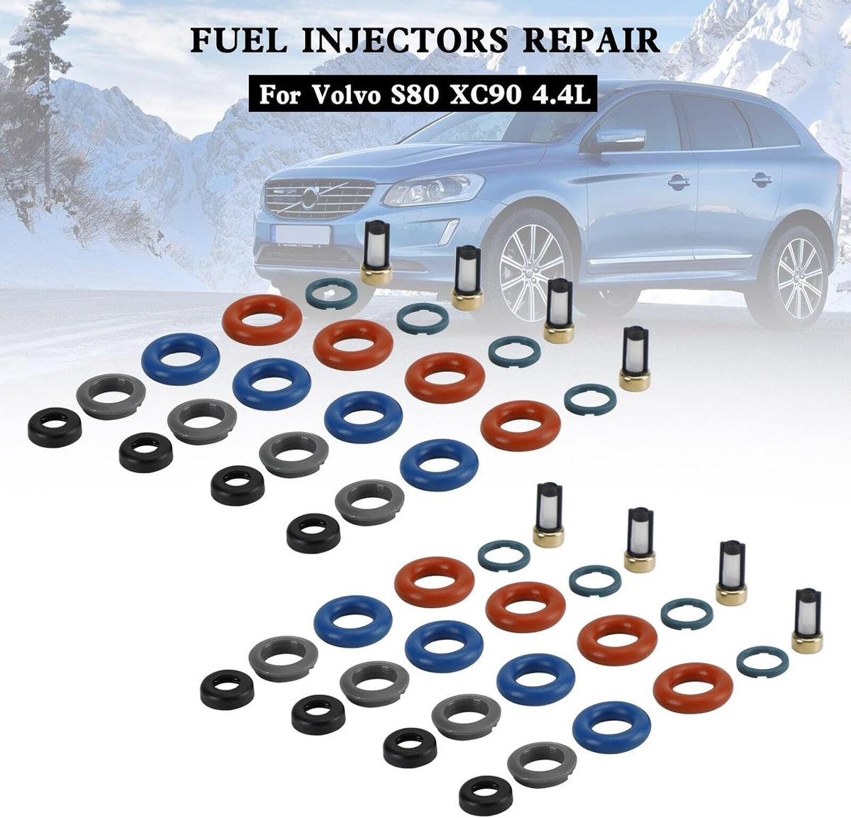 ya 23 10.7 zhengce 8PCS Fuel Injectors Repair Seal Kit Filter Cap FJ1073 for Volvo S80 XC90 4c