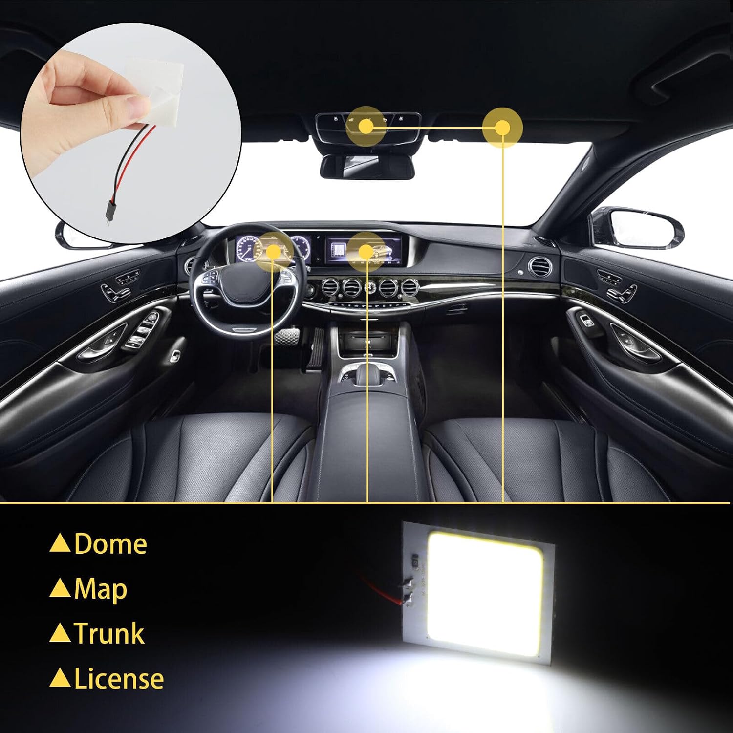 ya 4 8.8 10X 48SMD COB White LED Panel Festoon T10 BA9S Car Interior Dome Map Bulb 