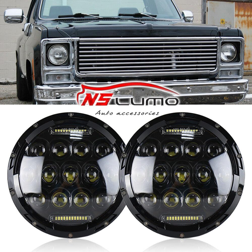 ya 7 8.24 baidi 7 75W LED DRL Headlights High and Low Beam Parking Lights for 1976-1986 for Jeep CJ-7 