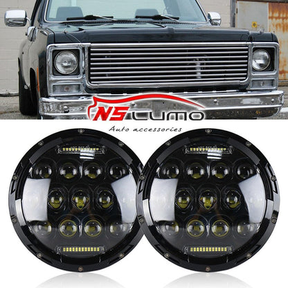 ya 7 8.24 baidi 7 75W LED DRL Headlights High and Low Beam Parking Lights for 1976-1986 for Jeep CJ-7 