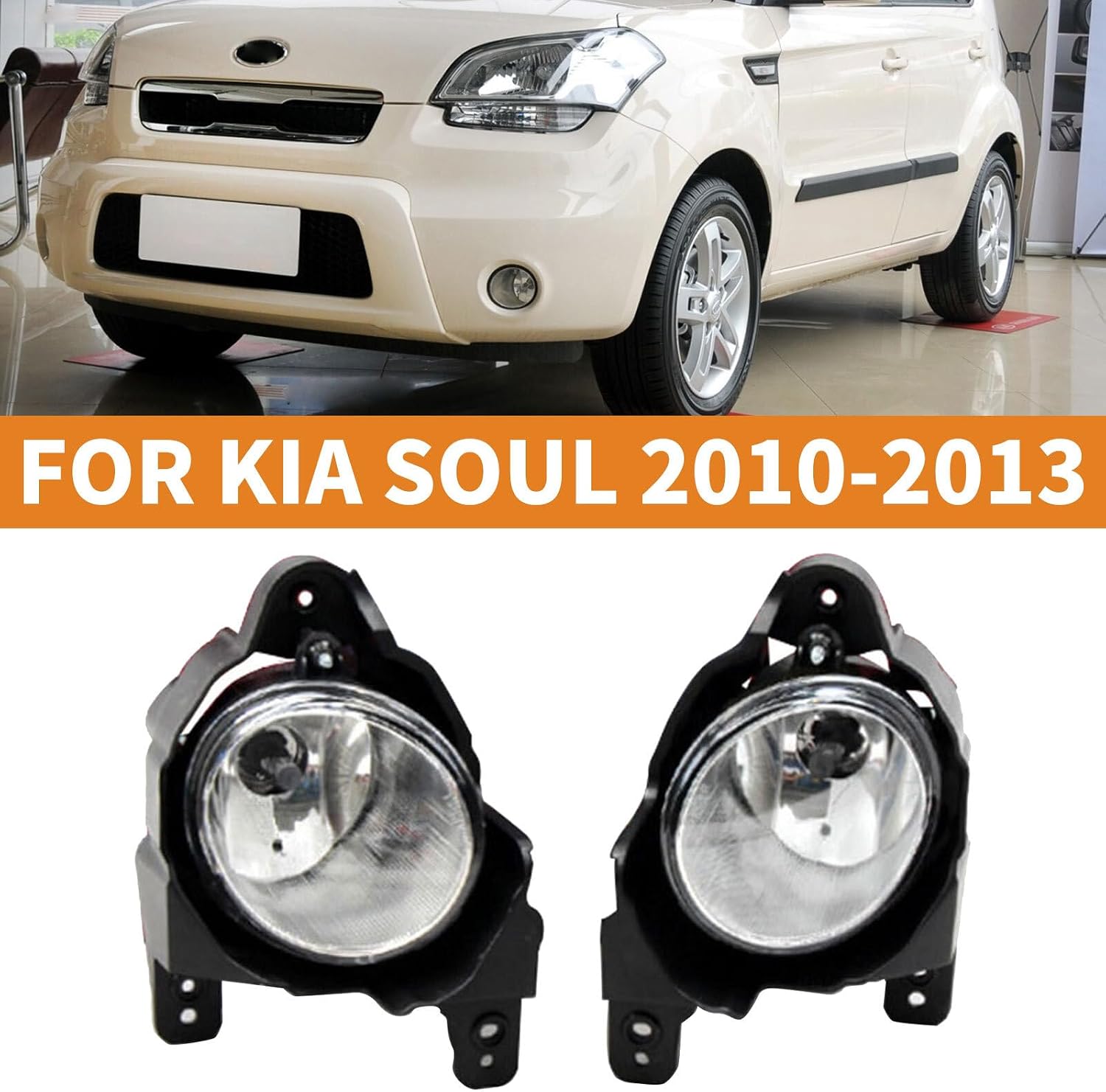 ya 4 8.24 baidi One pair fits for Kia Soul 2010-2013 front bumper running lights driving fog lights LH & RH AT