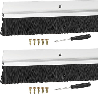 ya 26 10.21 baidi Door Sweep Brush Sweeps 1.6 Black PP Brush 39L x 2.6W -H-Shape(2 Pcs, Silver)