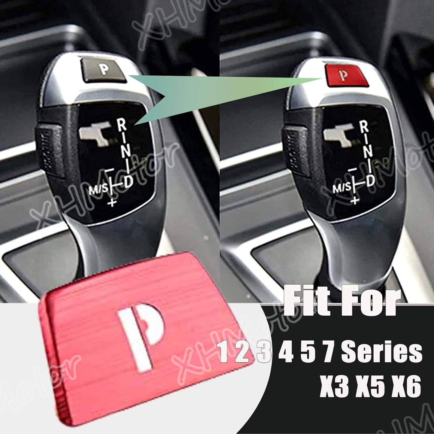 ya 4 8.24 baidi Red Gear Shift knob Lever Parking P Button Trim Cover for BMW 3 4 5 7 Series X3