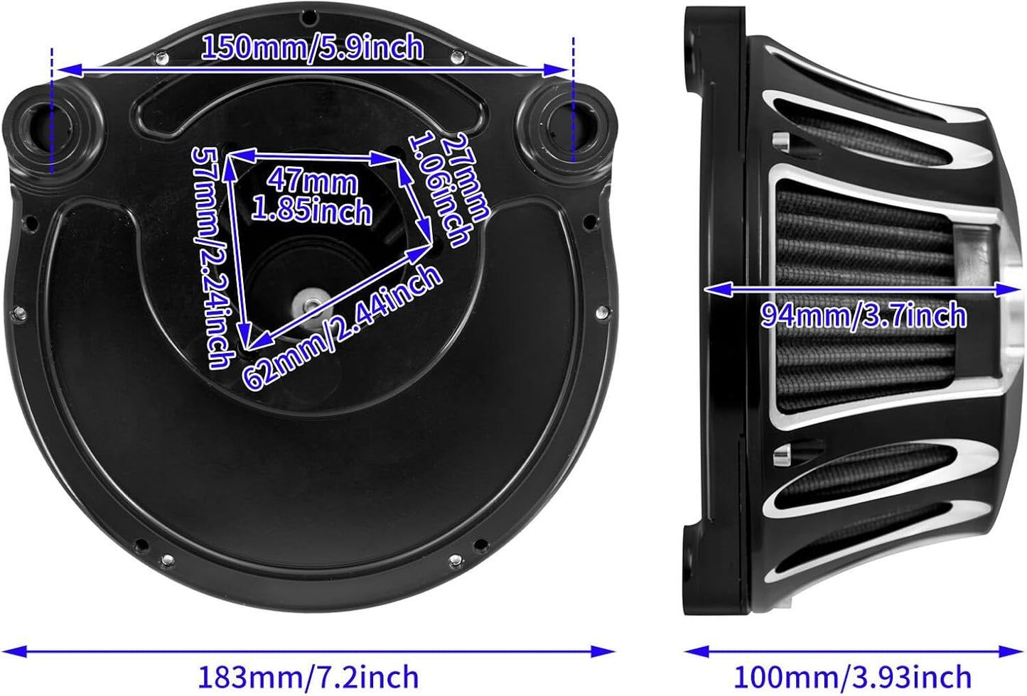 ya 5 8.10 Hollow Cut Air Cleaner Filter Gray Intake for Harley Road Electra Glide 00-2007