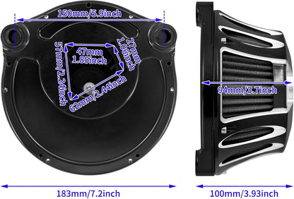 ya 5 8.10 Hollow Cut Air Cleaner Filter Gray Intake for Harley Road Electra Glide 00-2007