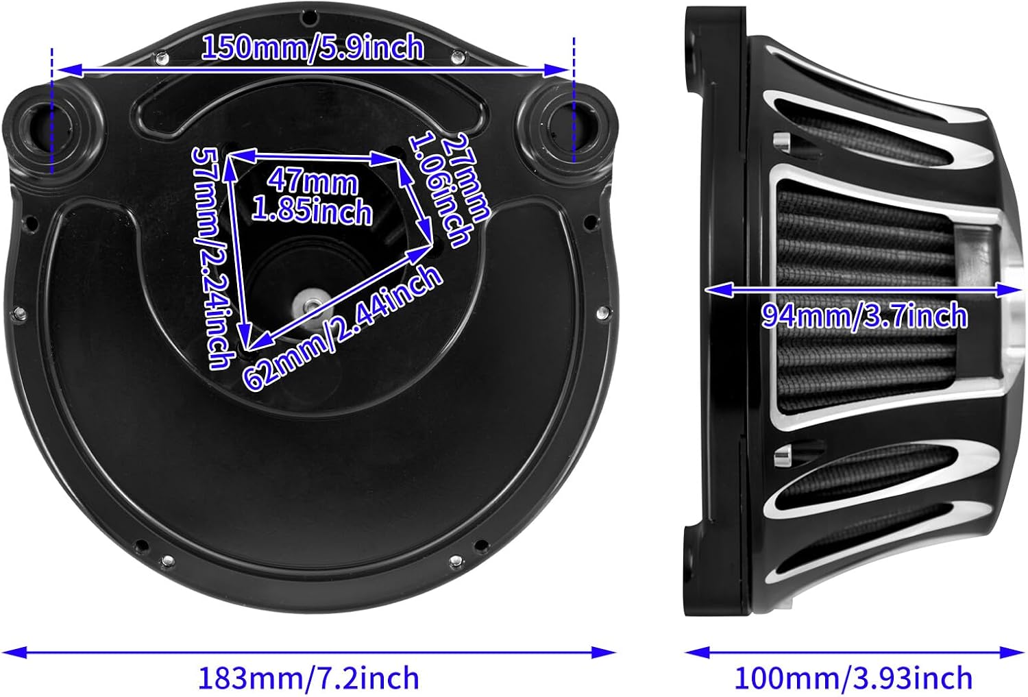 ya 8 8.24 baidi Hollow Cut Air Cleaner Filter Gray Intake for Harley Road Electra Glide 00-2007