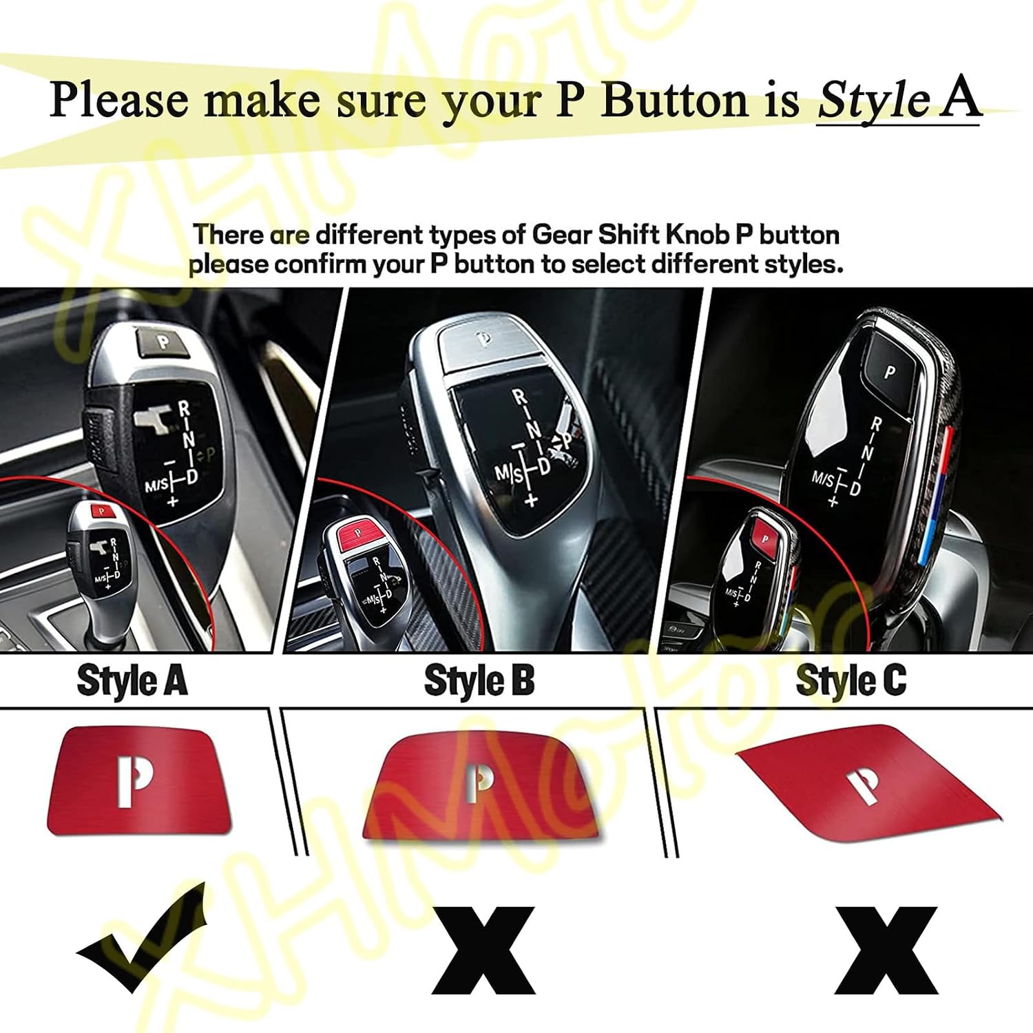 ya 4 8.24 baidi Red Gear Shift knob Lever Parking P Button Trim Cover for BMW 3 4 5 7 Series X3