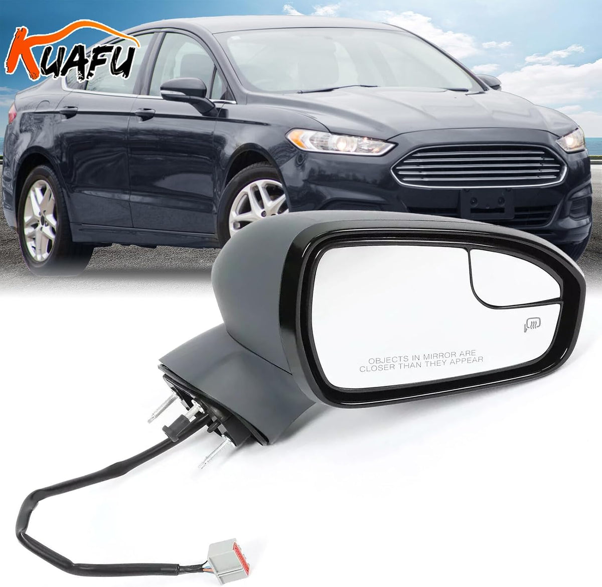 ya 11 9.14 baidiKUAFU Power Mirror Right Side Manual Fold Heated for Ford Fusion 2013-2016