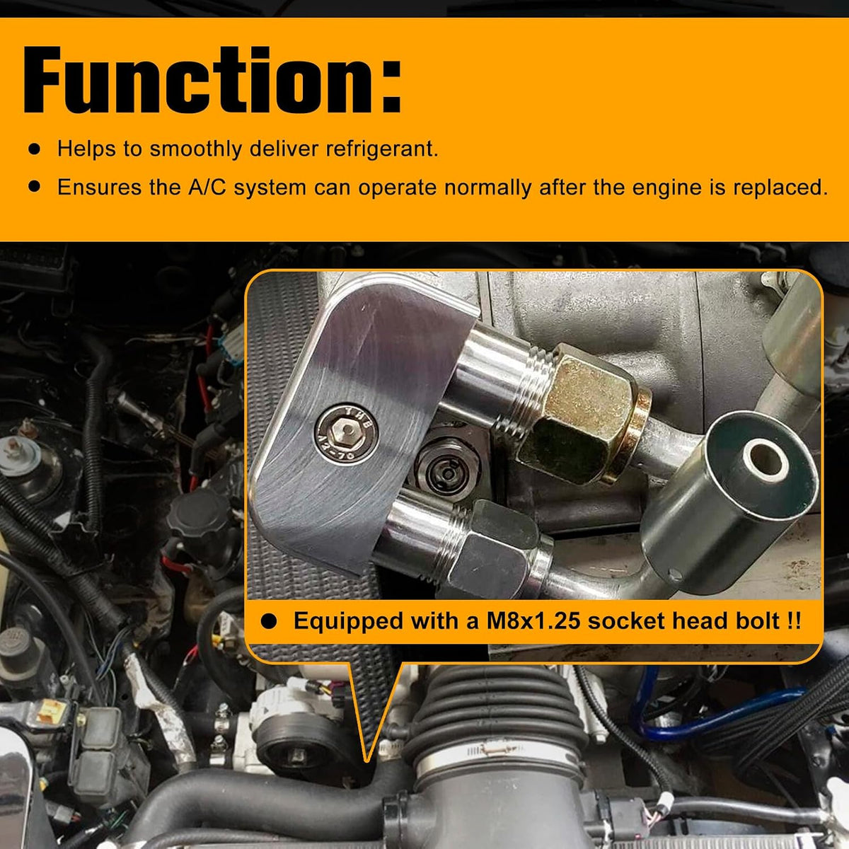 ya 12 10.8 baidi For GM Gen V L86 L83 L82 Engine Swap Conversion A/C Compressor Adapter Fitting