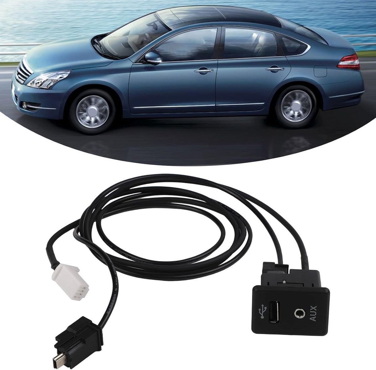ya 23 10.7 baidi 28023-4BA0B for for Nissan 2013-2019 Auxiliary AUX Stereo Adaptor for Audio Socket+Cable