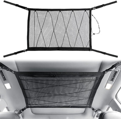ya 2 8.15 for Volvo Car Ceiling Storage Bag Double-Layer Mesh Universal Cargo Net Travel