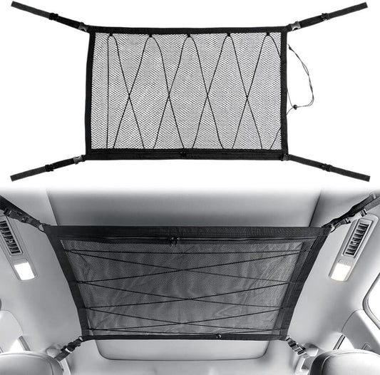 ya 2 8.15 for Volvo Car Ceiling Storage Bag Double-Layer Mesh Universal Cargo Net Travel