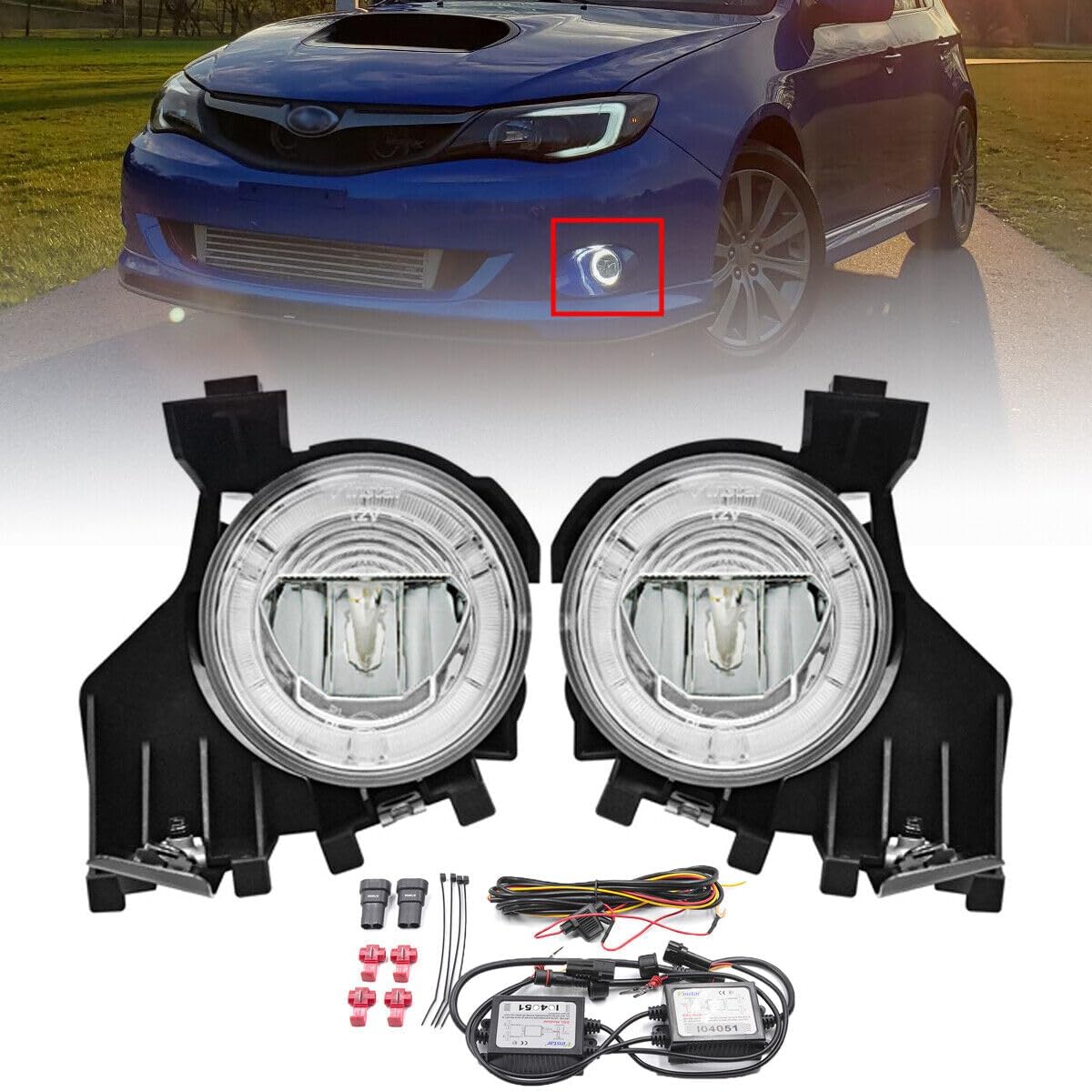 ya 7 8.24 baidi Halo Ring LED DRL Daytime Running Lights Fog Lights for 2008-10 for Subaru for Impreza WRX 