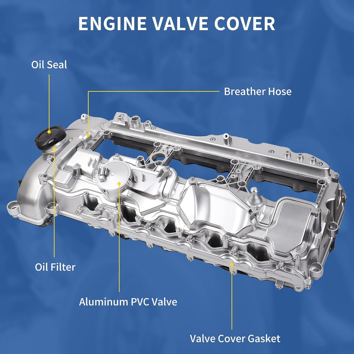 ya 11 9.14 baidiAluminum N55 Engine Valve Cover with Gasket Bolts Kit Replacement for BMW 335i