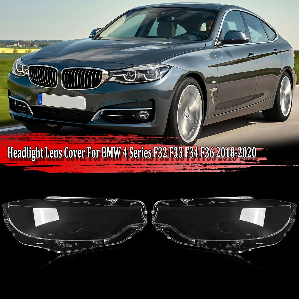 ya 9 10.24 For 2018-2020 for BMW 4 Series F32 F33 F36 M4 Pair Front Headlight Lens Clear Cover