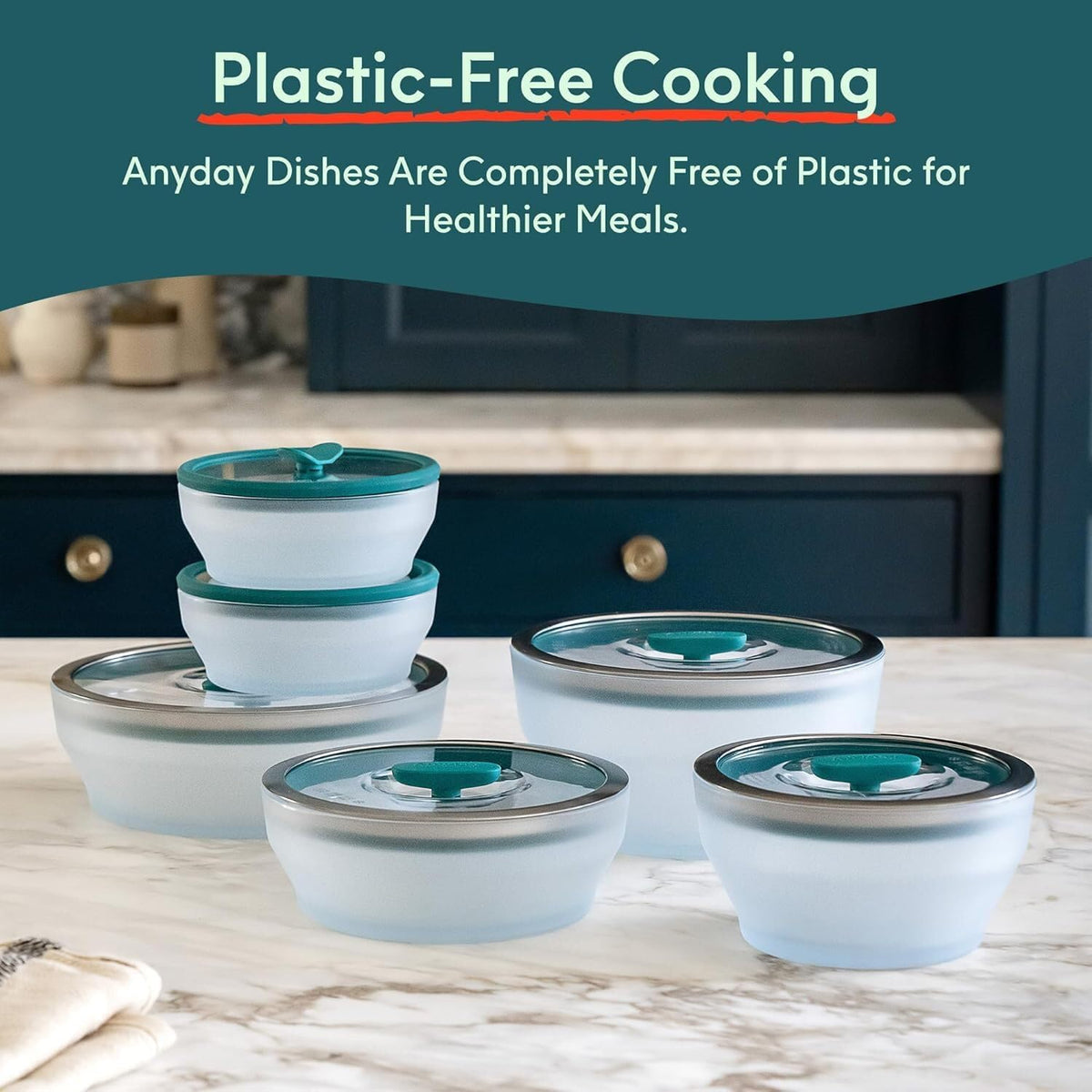 ya 14 9.20 baidi Microwave Tray, 2-Piece Set of Lar Deep Glass Stora Containers with Lids-1