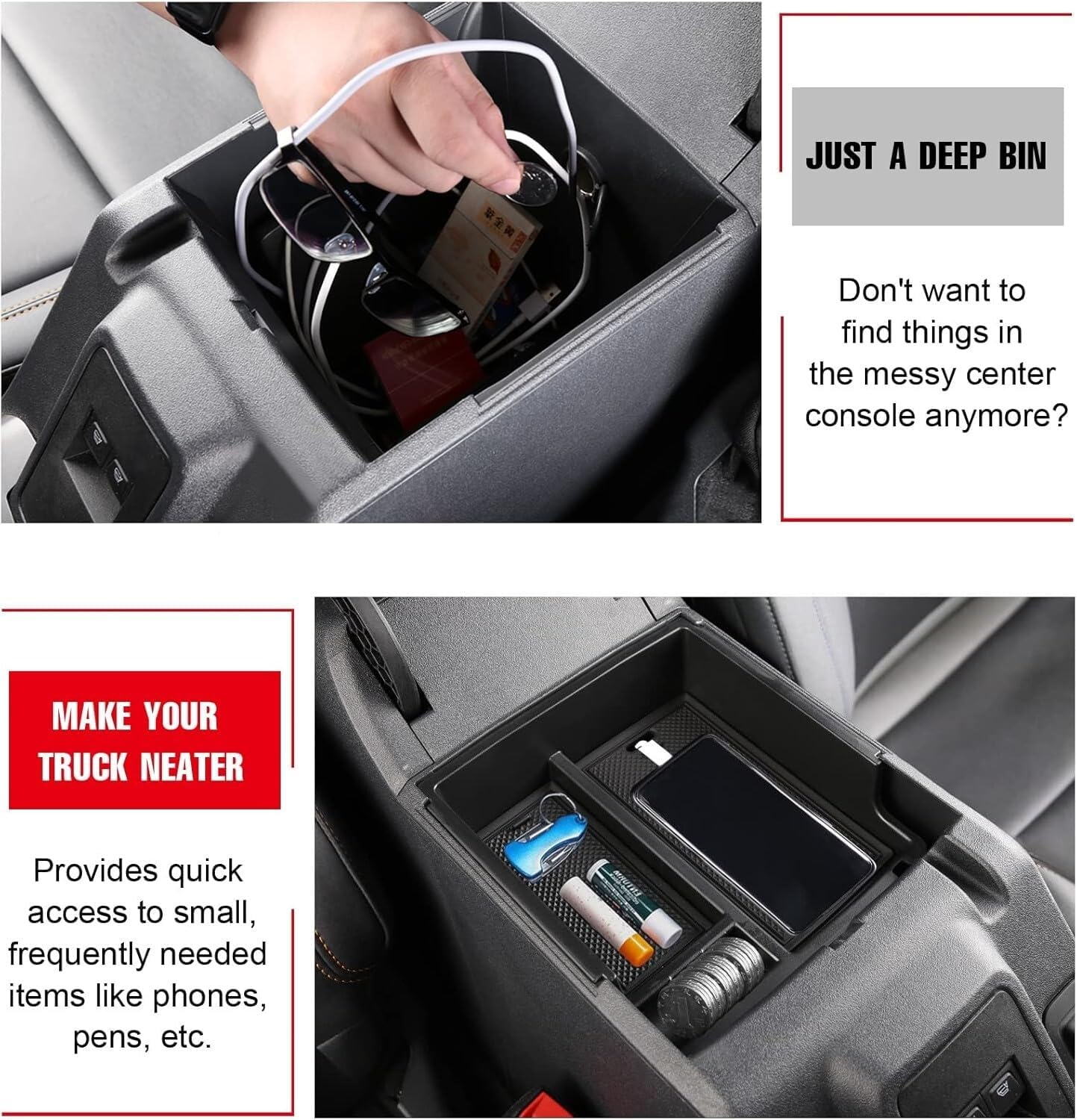 ya 4 8.14 for 2021-2024 for Ford Bronco Car Center Console Armrest Storage Box Organizer Tray