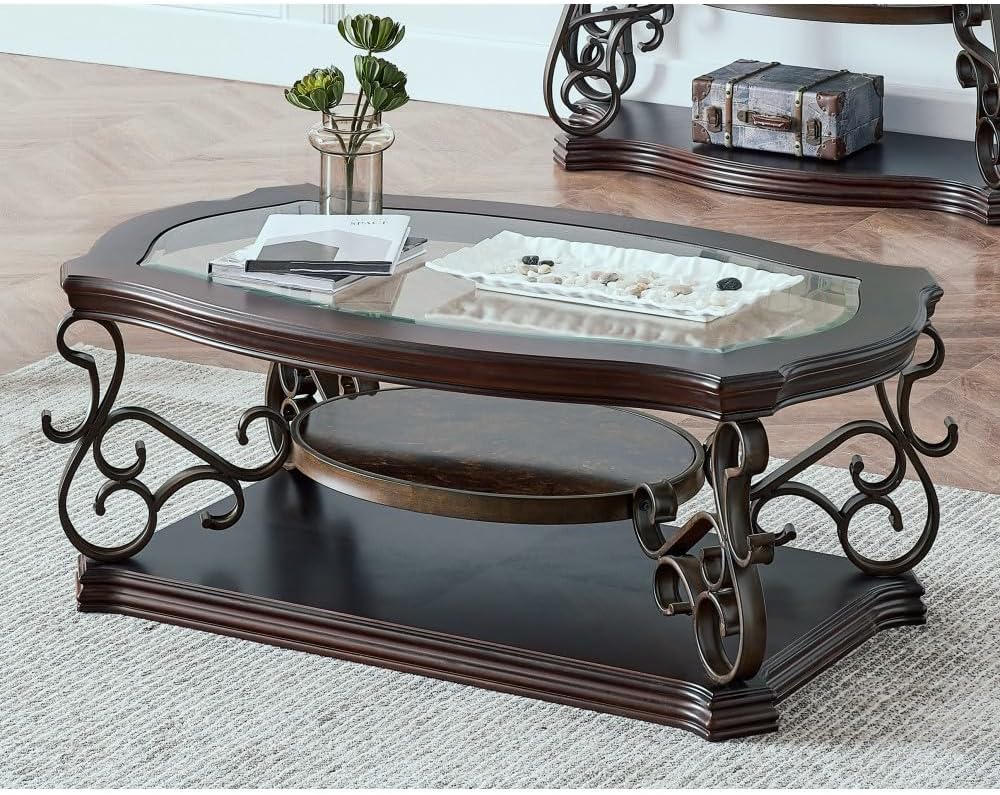 ya 28 10.13 baidi Glass Sofa Table 54Lx20Wx30H, MDF w/Marble Paper Shelf, Metal Legs,Brown