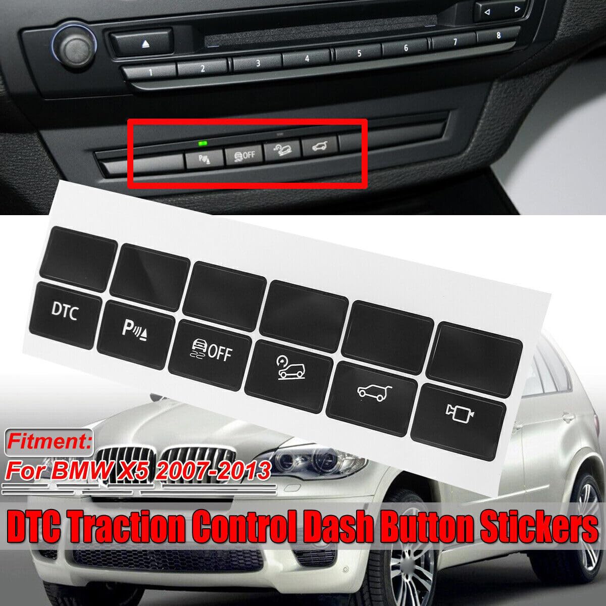 ya 23 10.7 baidi for 2007-2013 for BMW X5 New Replacement Dash Button Stickers DTC Traction Control