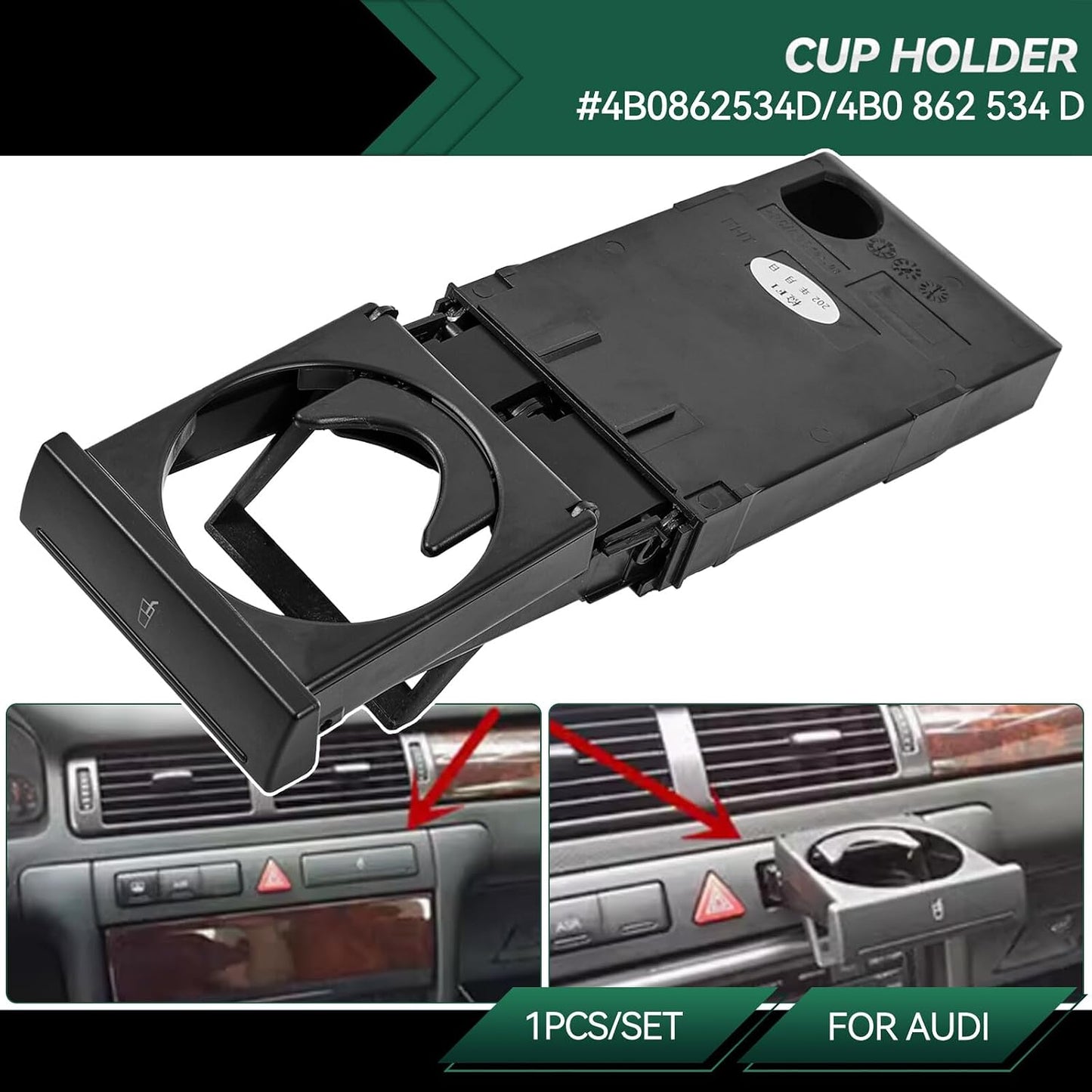 ya 6 8.24 baidi Stretch Folding Water Cup Holder Stand for Audi A6 C5 98-05 A4 98-02 4B0862534D